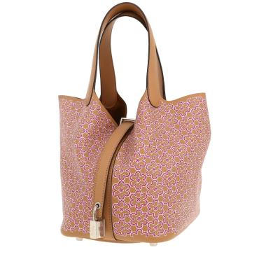 Hermès Lucky Daisy edition Picotin 18 cm handbag  in beige and pink Swift leather