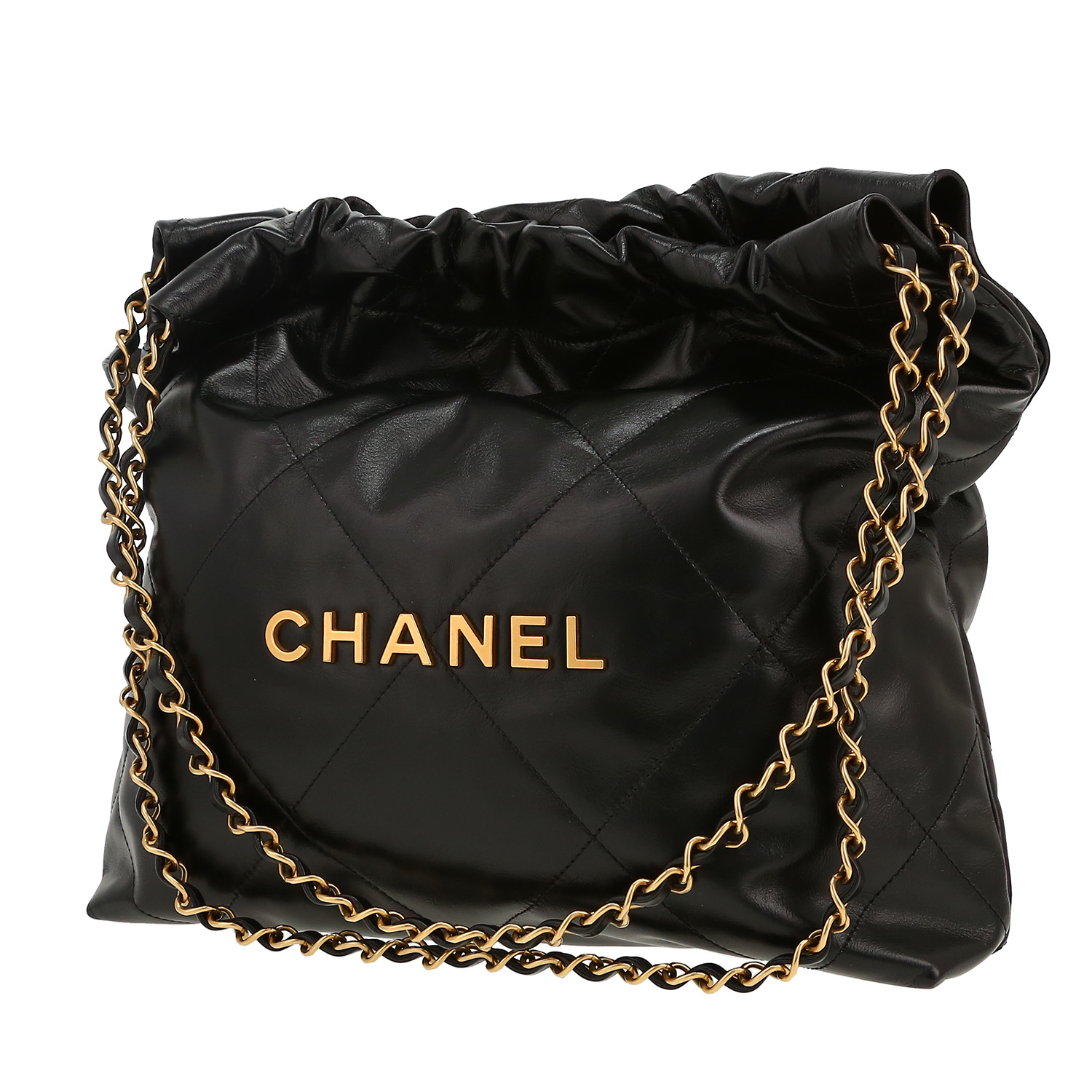 Chanel 22 small model handbag in black leather - Detail D5