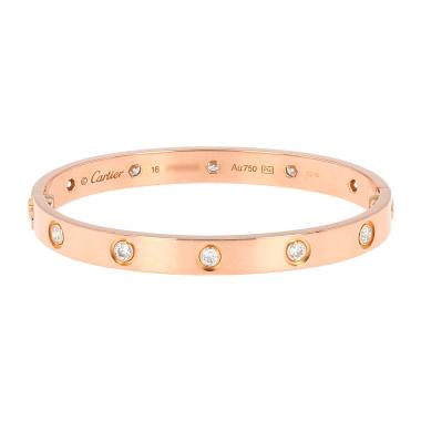 Bracelet Cartier Love 10 diamants en or rose et diamants, taille 16