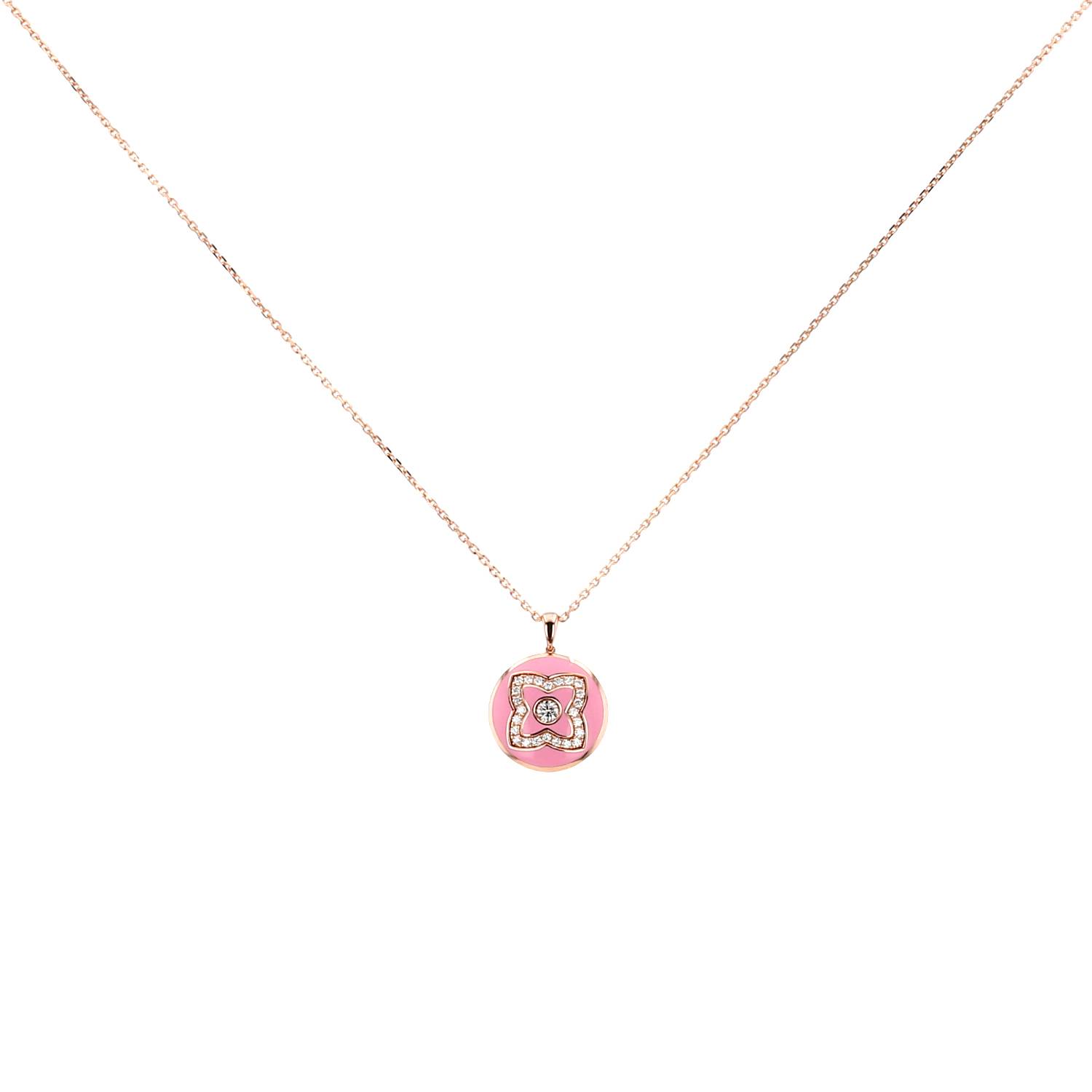 Collana De Beers Enchanted Lotus in oro rosa, smalto e diamanti