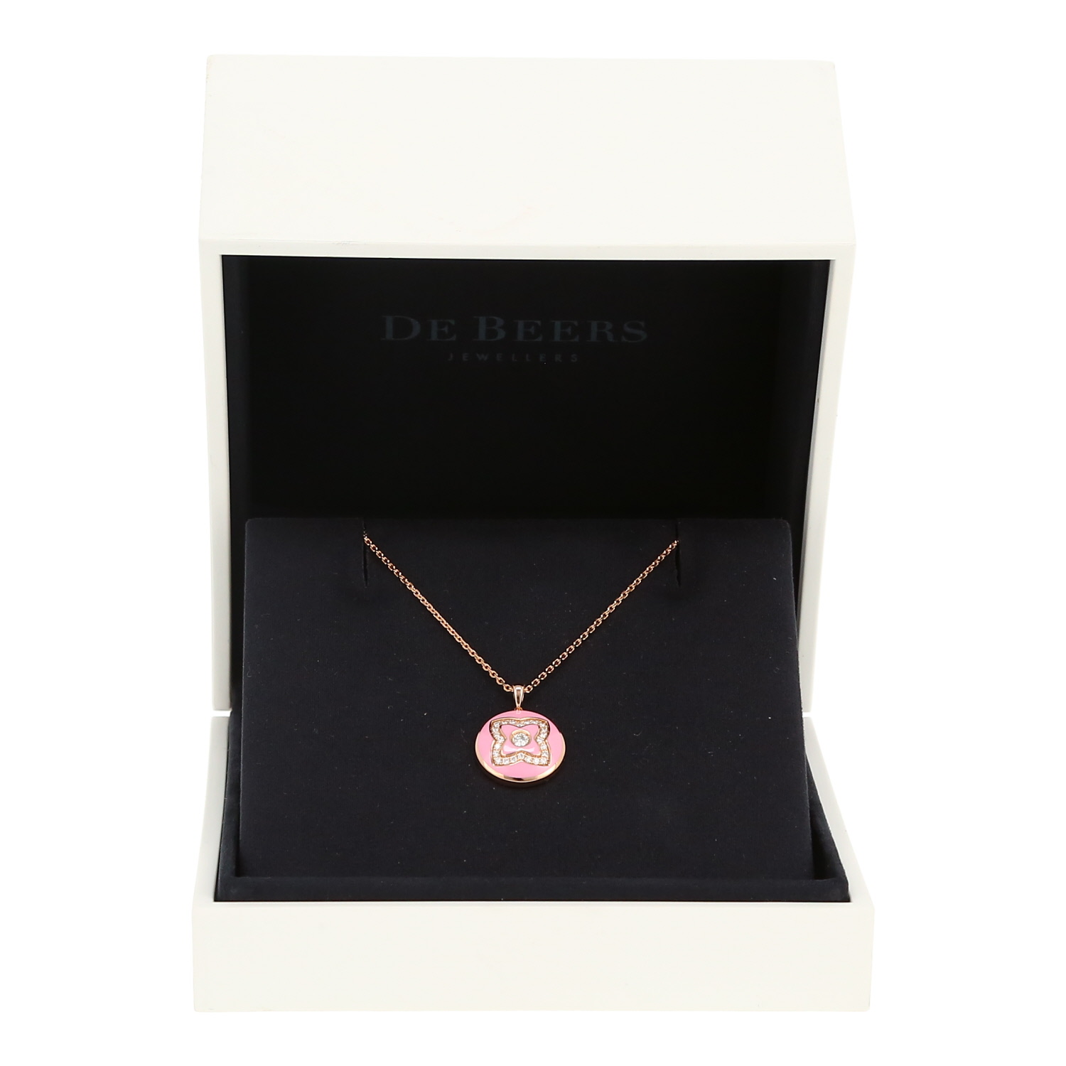 Collana De Beers Enchanted Lotus in oro rosa, smalto e diamanti - Detail D2