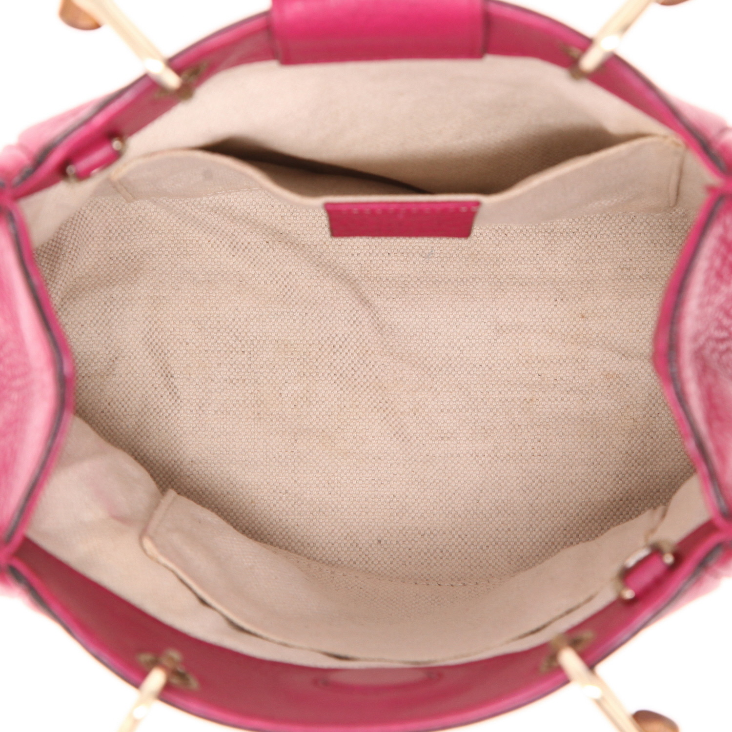 Bolso de mano Gucci  Bamboo en cuero rosa y bambú - Detail D3