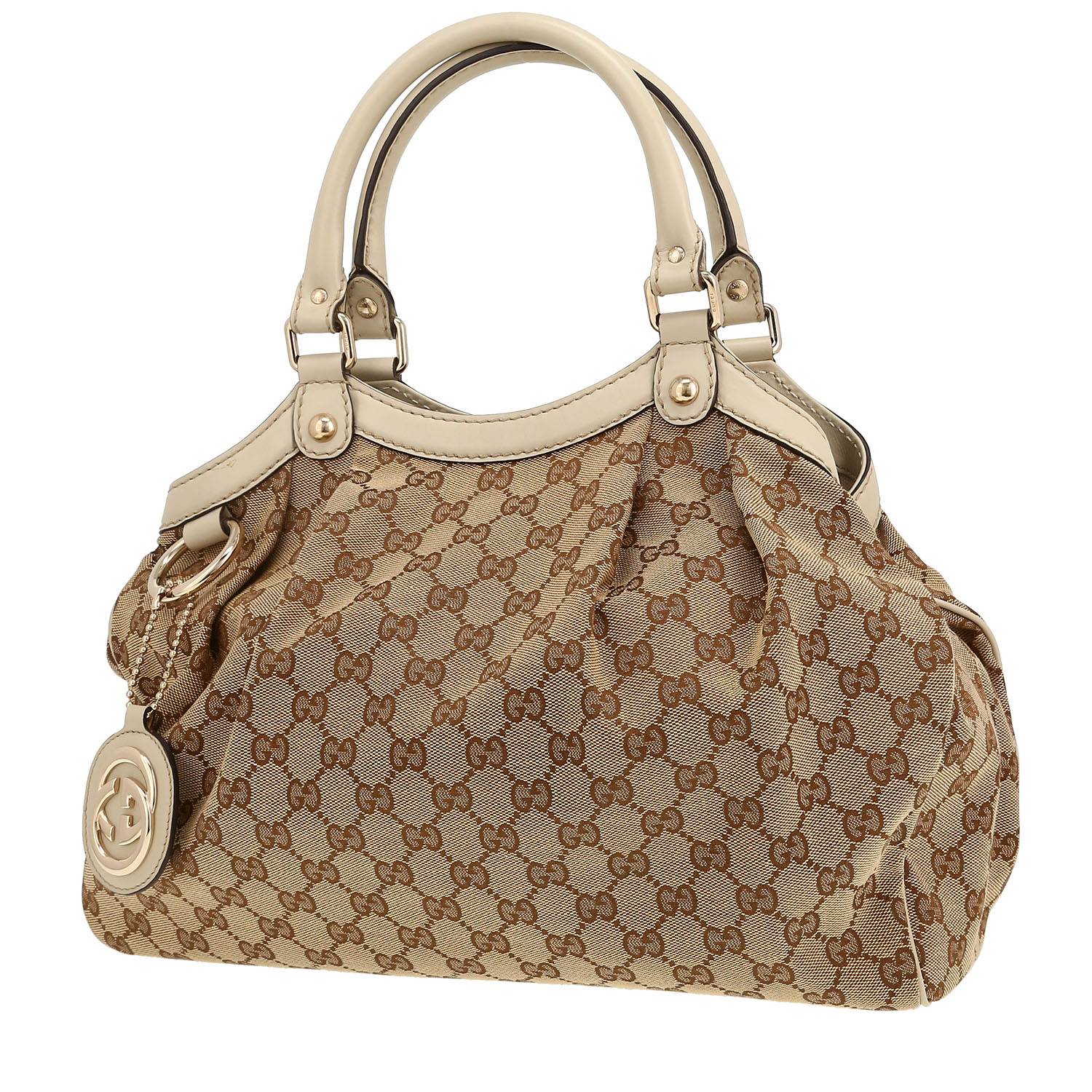 Borsa Gucci   in tela "sûpreme GG" e pelle bianca