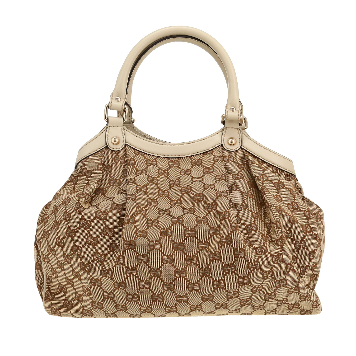 Gucci   handbag  "sûpreme GG" canvas  and white leather - Detail D4