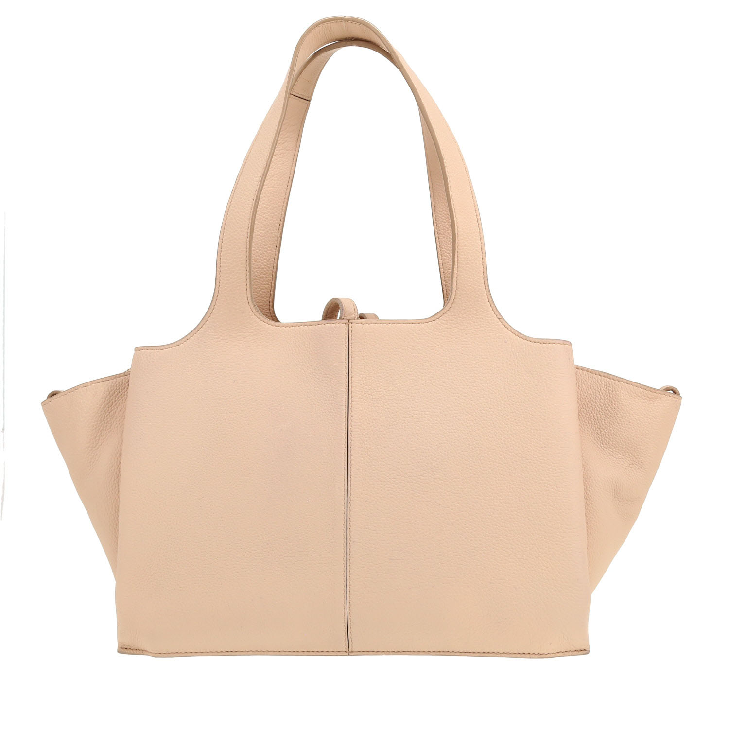 Sac à main Celine Tri-Fold en cuir grainé beige - Detail D6