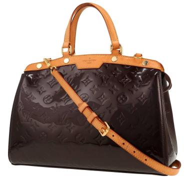 Sac à main Louis Vuitton  Brea en cuir verni aubergine et cuir naturel