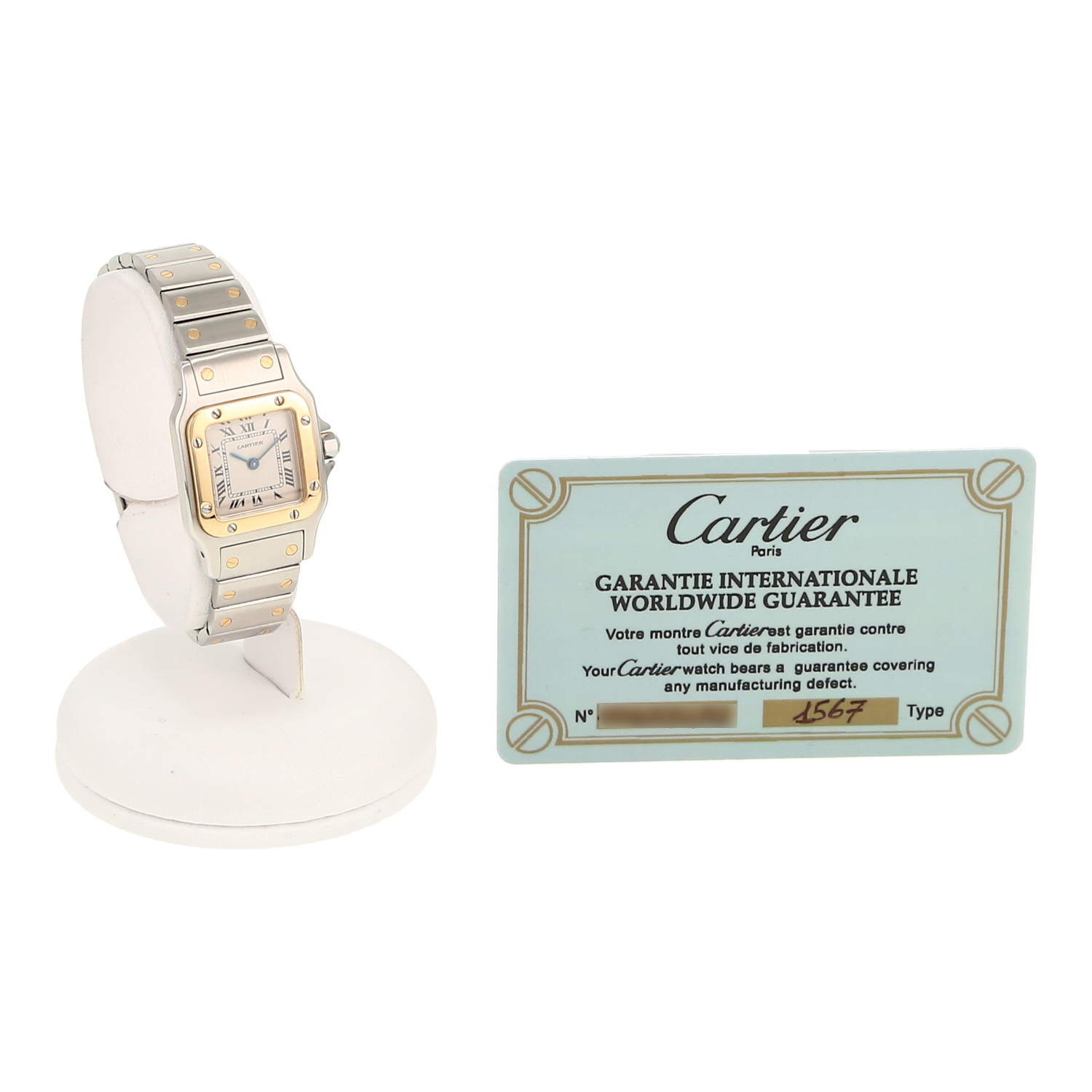 Cartier Santos Galbée  small model  in gold and stainless steel Ref: Cartier - 1567  Circa 2001 - Detail D2