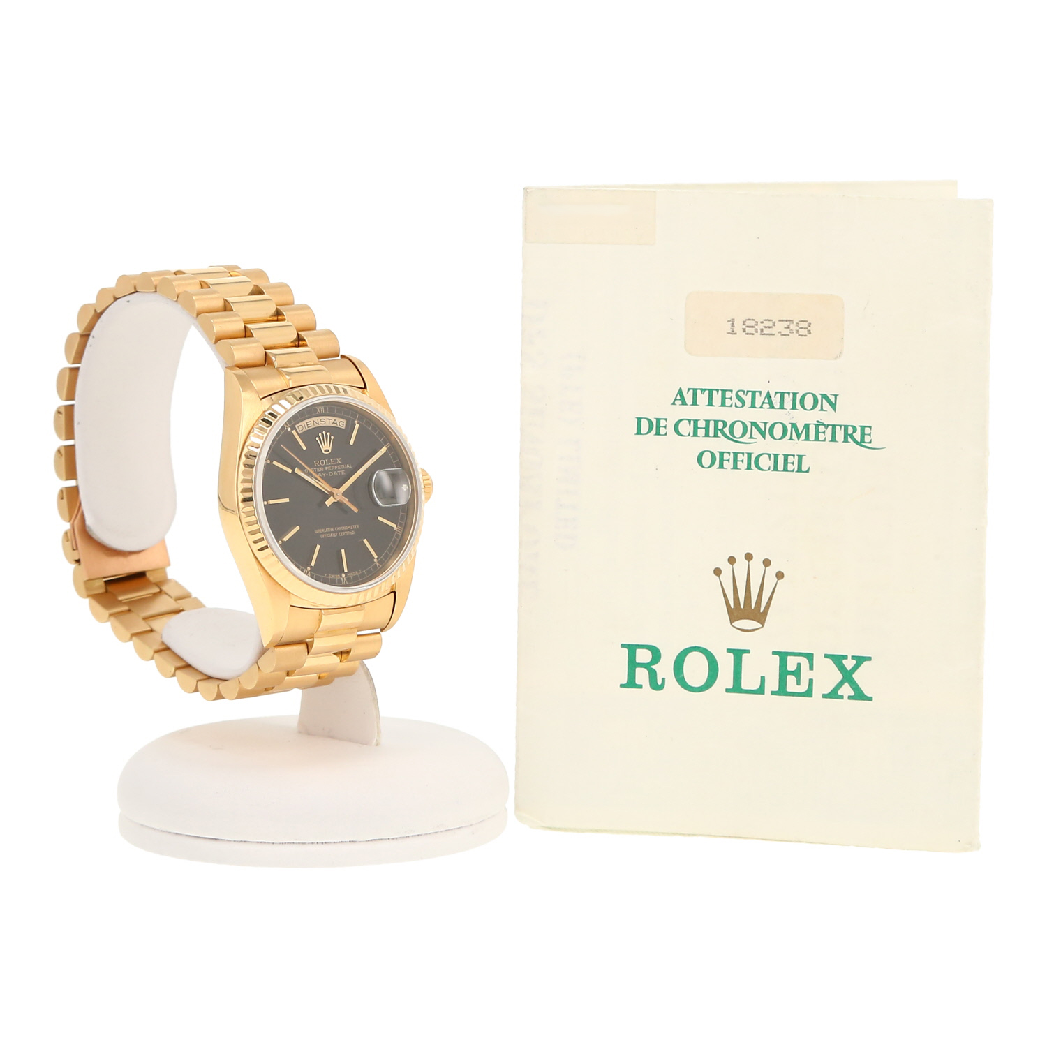 Montre Rolex Day-Date en or jaune Ref: Rolex - 18238  Vers 1991