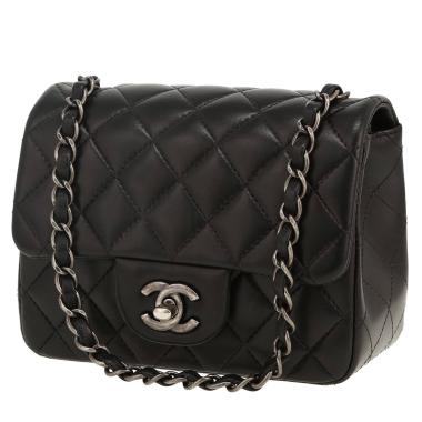 Chanel  Mini Carré shoulder bag  in black quilted leather