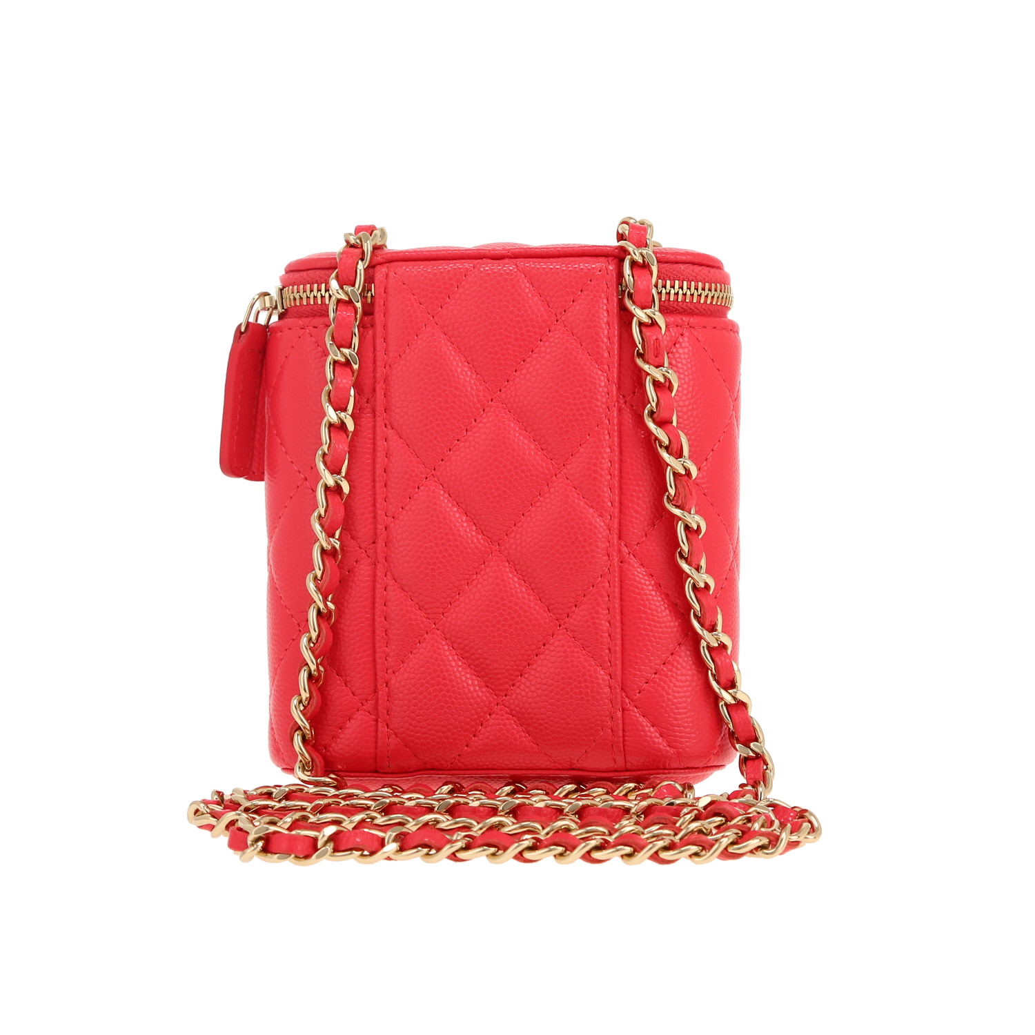 Chanel  Trendy CC shoulder bag  in pink quilted grained leather - Detail D4