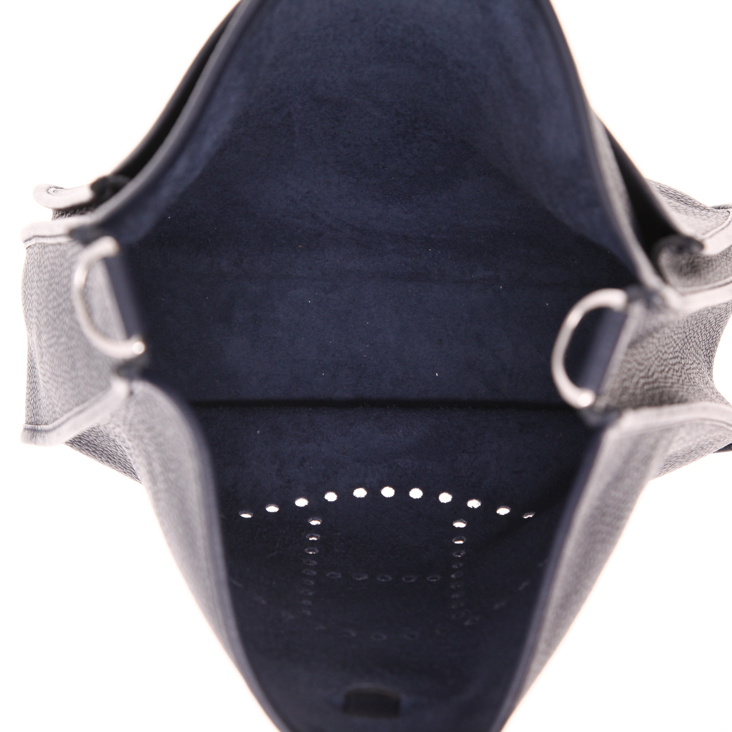 Borsa a tracolla Hermès  Evelyne 29 cm in pelle blu marino - Detail D3
