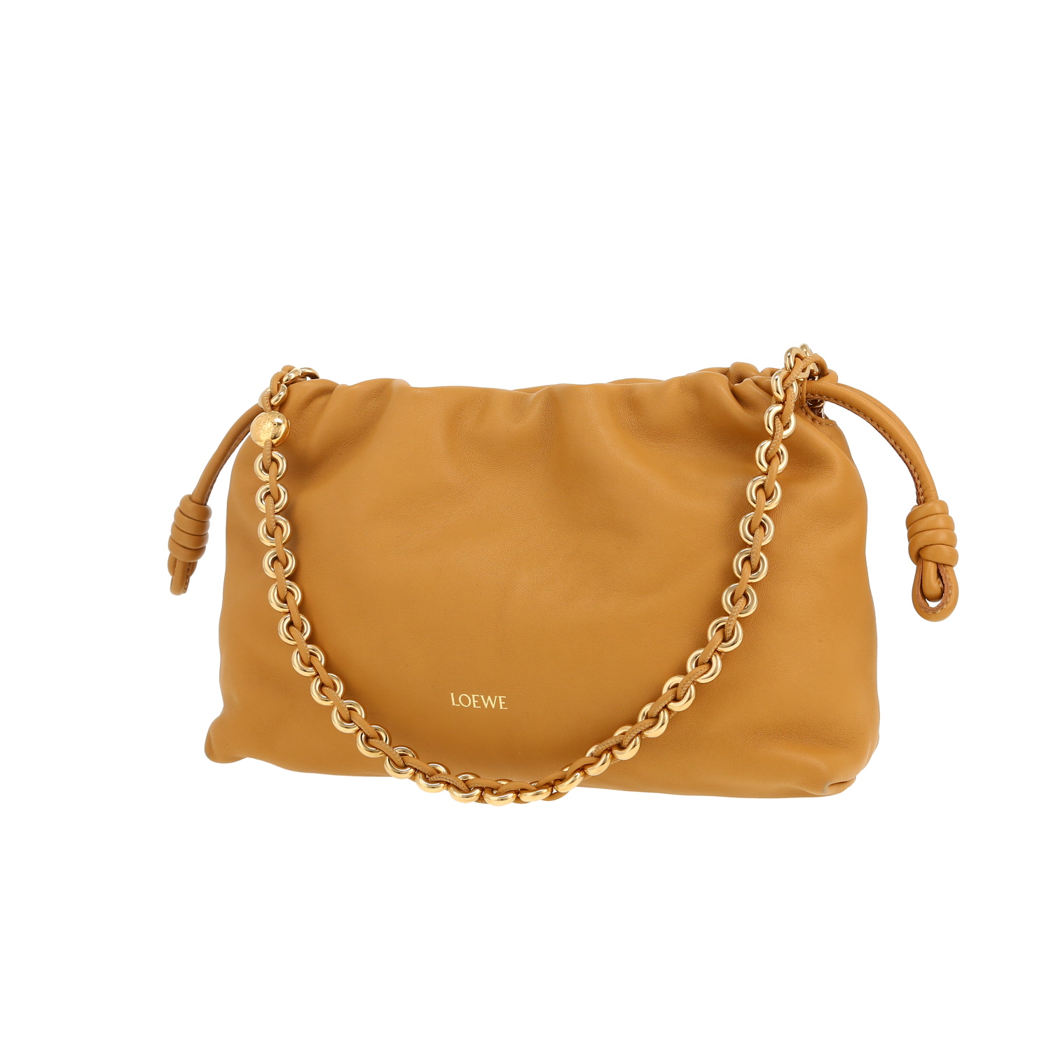 Bolso de mano Loewe  Flamenco clutch en cuero beige - Detail D4
