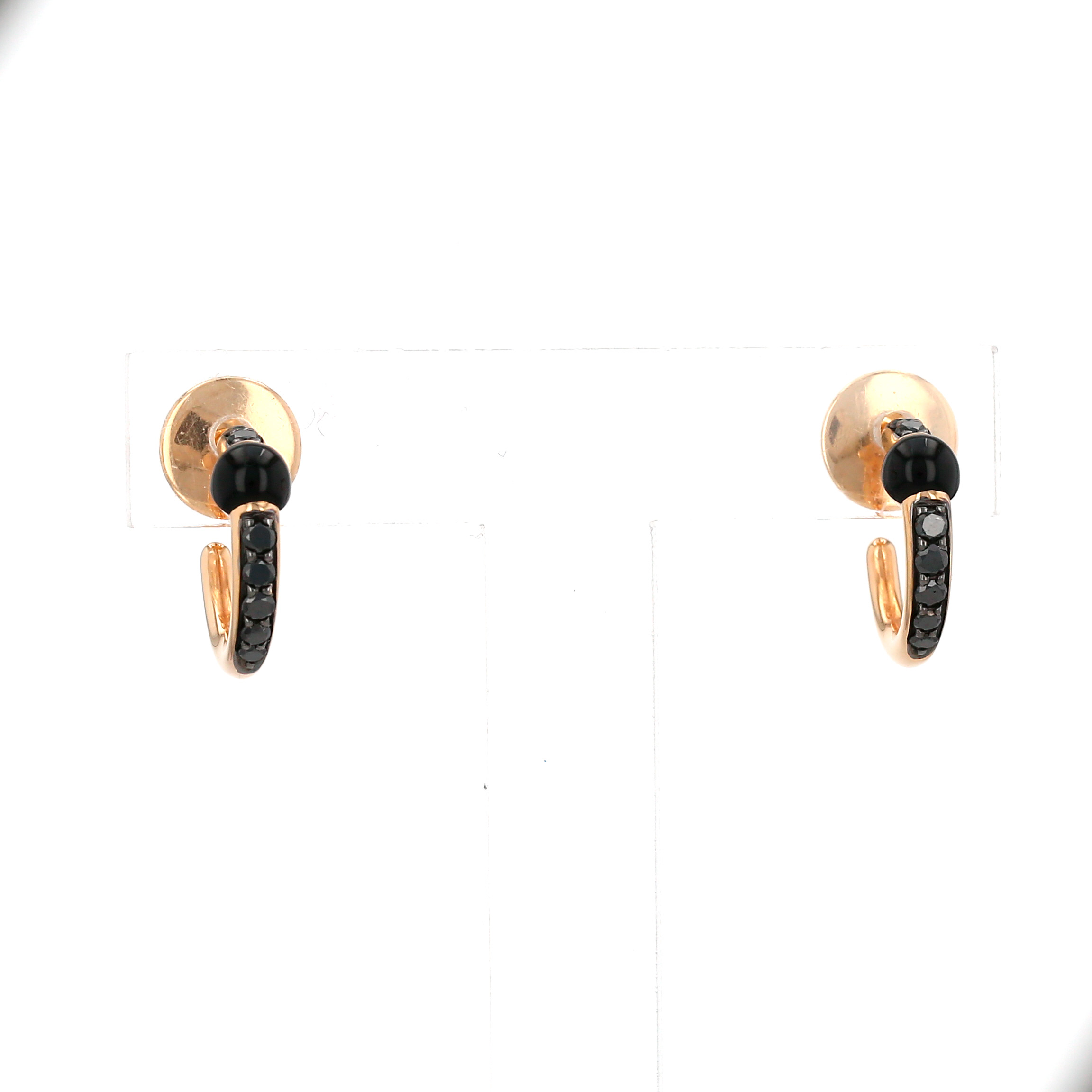 Pomellato M'ama Non M'ama earrings in pink gold, onyx and diamonds - Detail D5