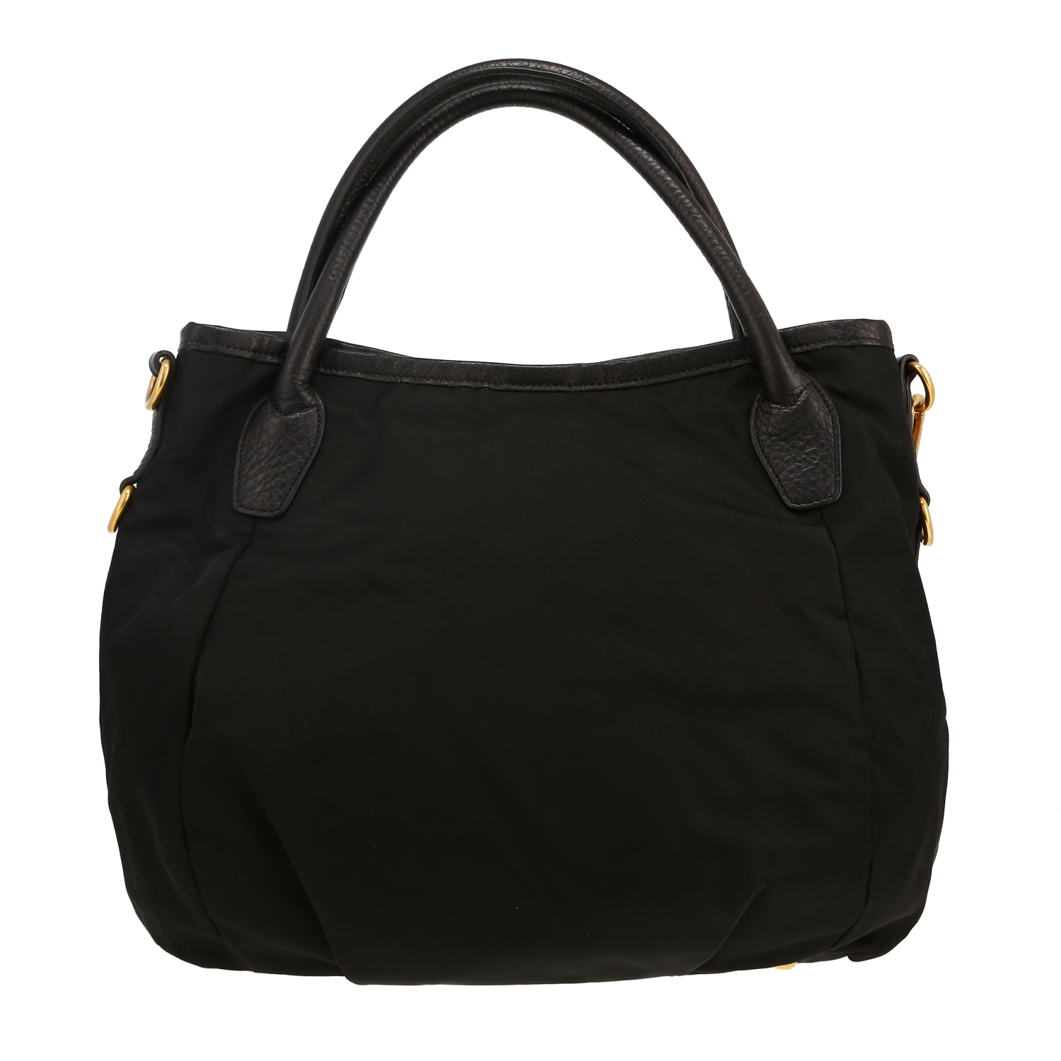 Sac bandoulière Prada   en toile et cuir noir - Detail D4