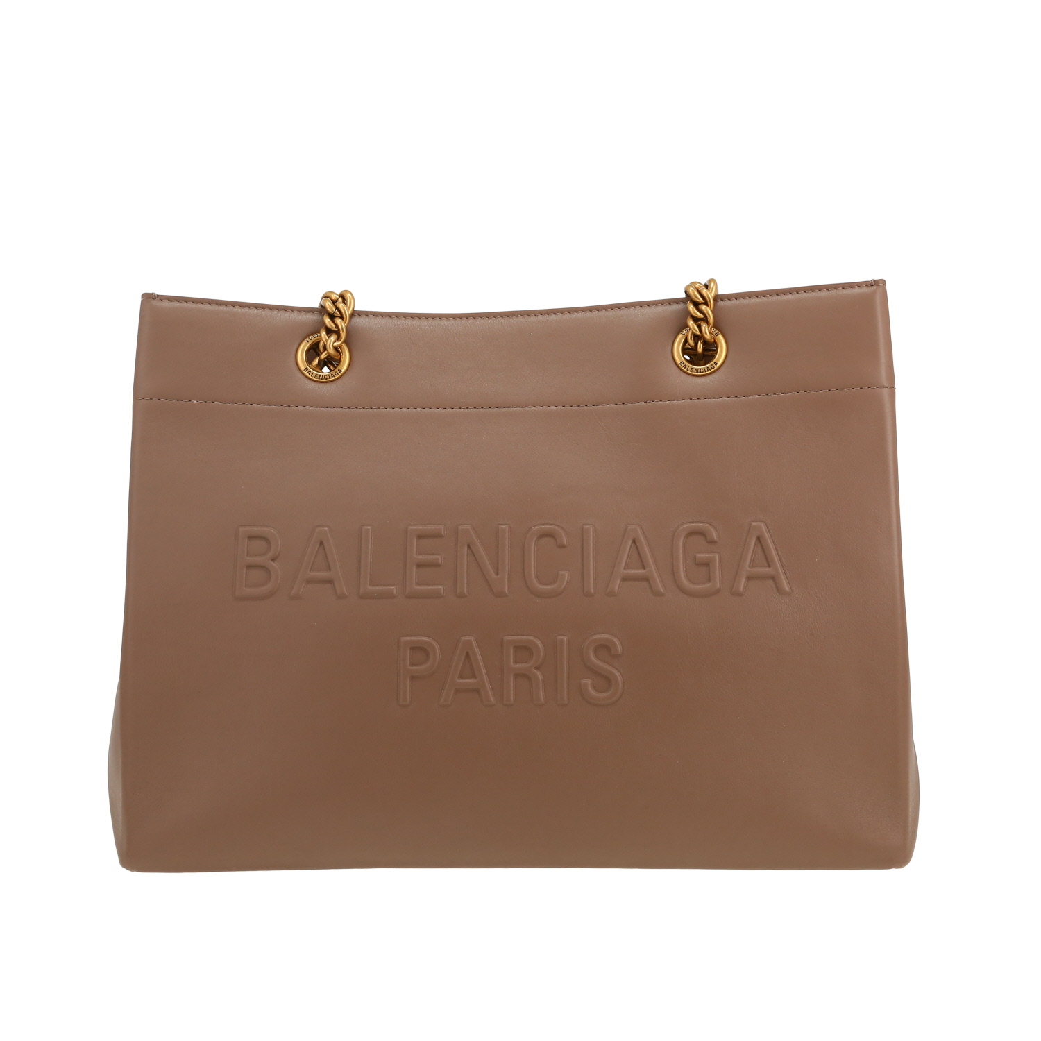 Sac cabas Balenciaga en cuir taupe - Detail D4