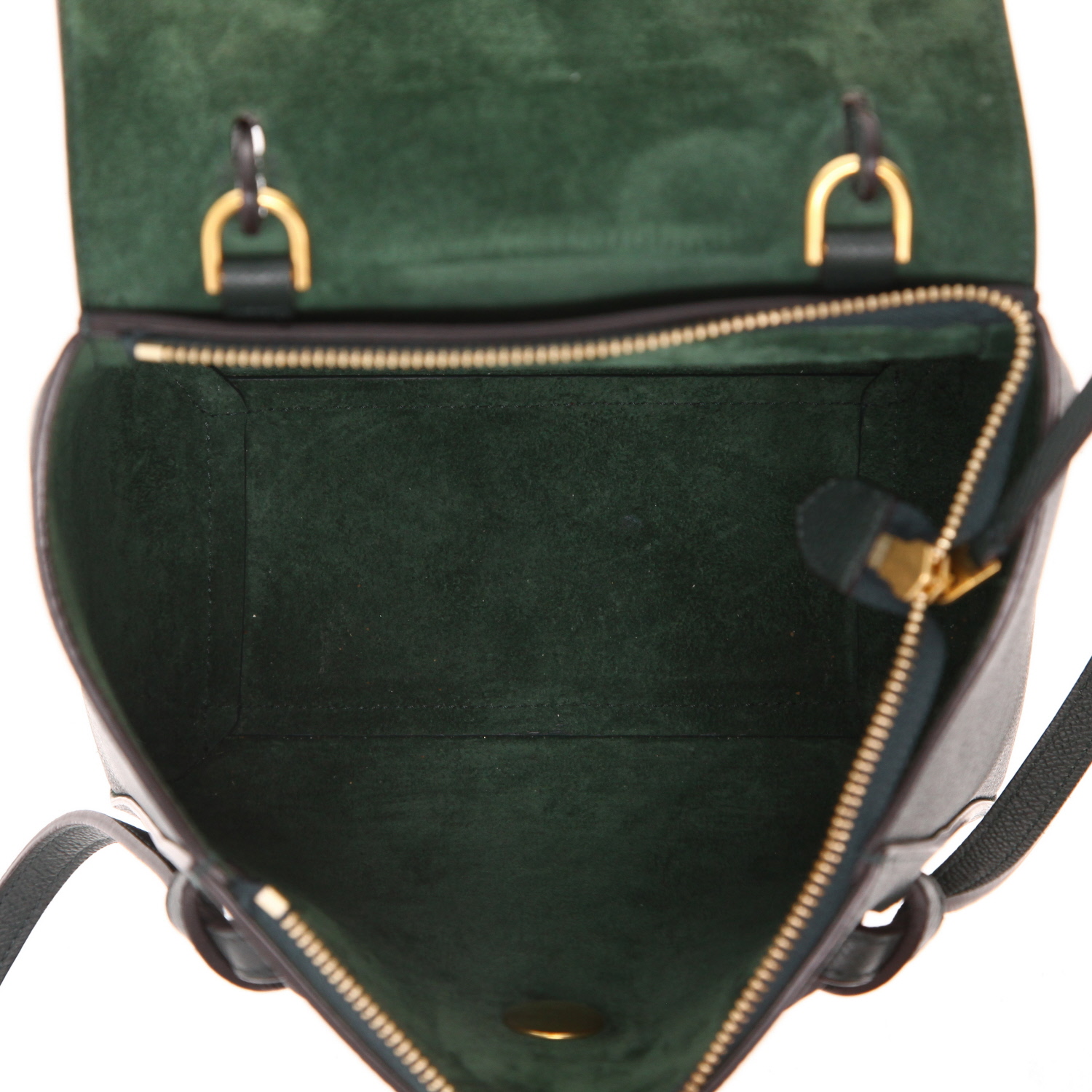 Sac bandoulière Celine  Belt Nano en cuir grainé vert - Detail D3