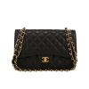 Chanel  Timeless Jumbo shoulder bag  in black quilted grained leather - 360 thumbnail