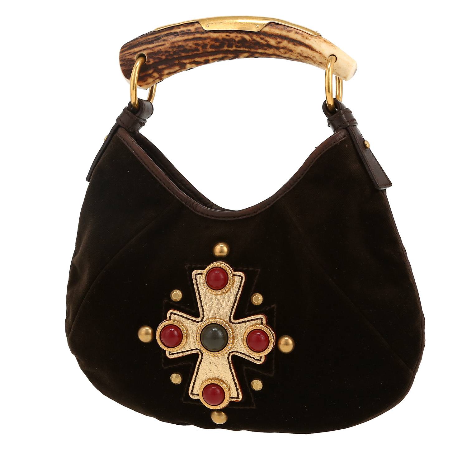 Sac à main Saint Laurent  Vintage en velours marron et corne - 00pp