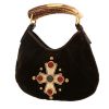 Sac à main Saint Laurent  Vintage en velours marron et corne - 00pp thumbnail