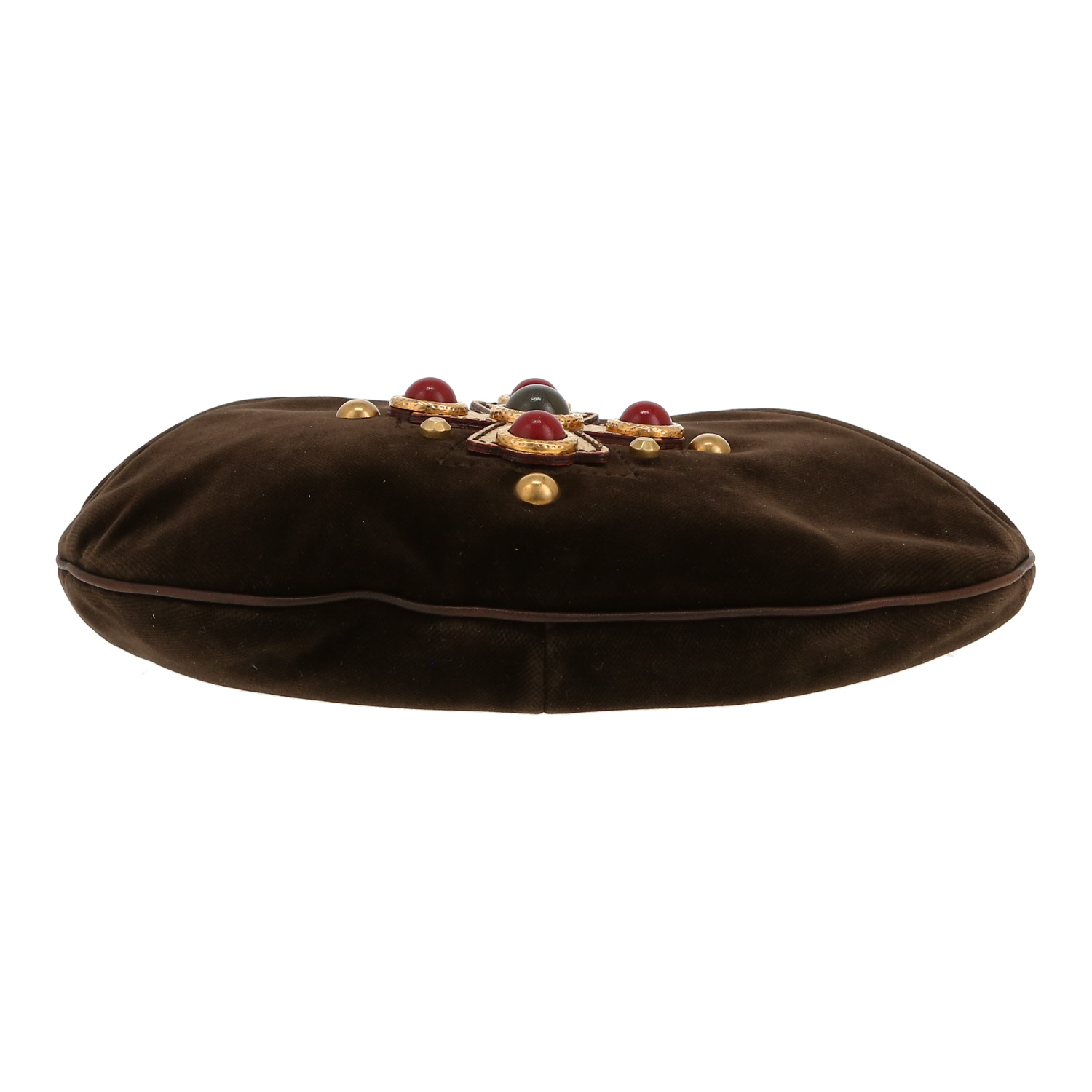 Saint Laurent Vintage handbag in brown velvet and horn - Detail D1