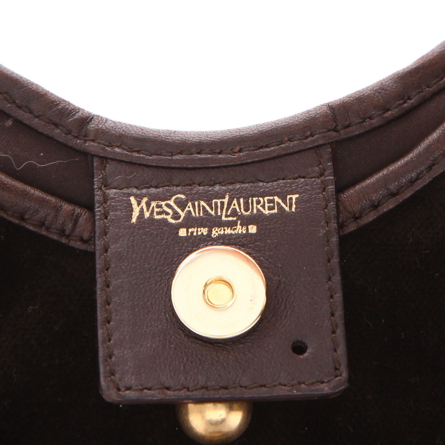 Saint Laurent Vintage handbag in brown velvet and horn - Detail D2