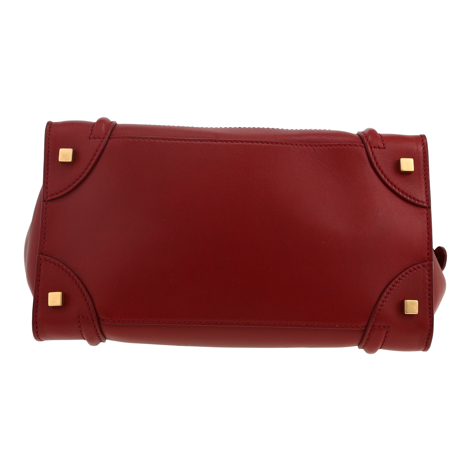Sac à main Celine Luggage mini en cuir rouge - Detail D1