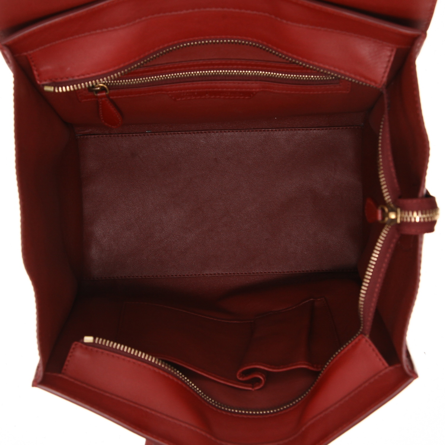 Sac à main Celine Luggage mini en cuir rouge - Detail D3
