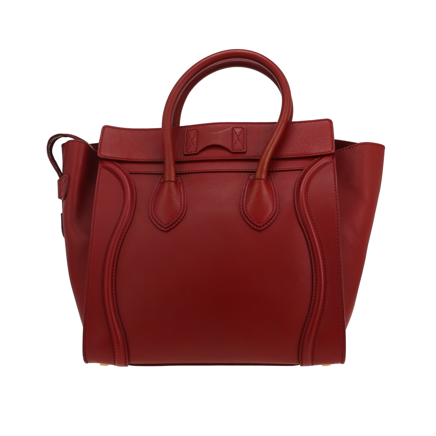 Sac à main Celine Luggage mini en cuir rouge - Detail D4