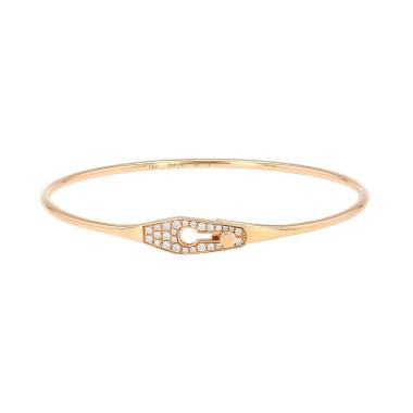 Bracelet jonc ouvrant Dinh Van Serrure en or jaune et diamants