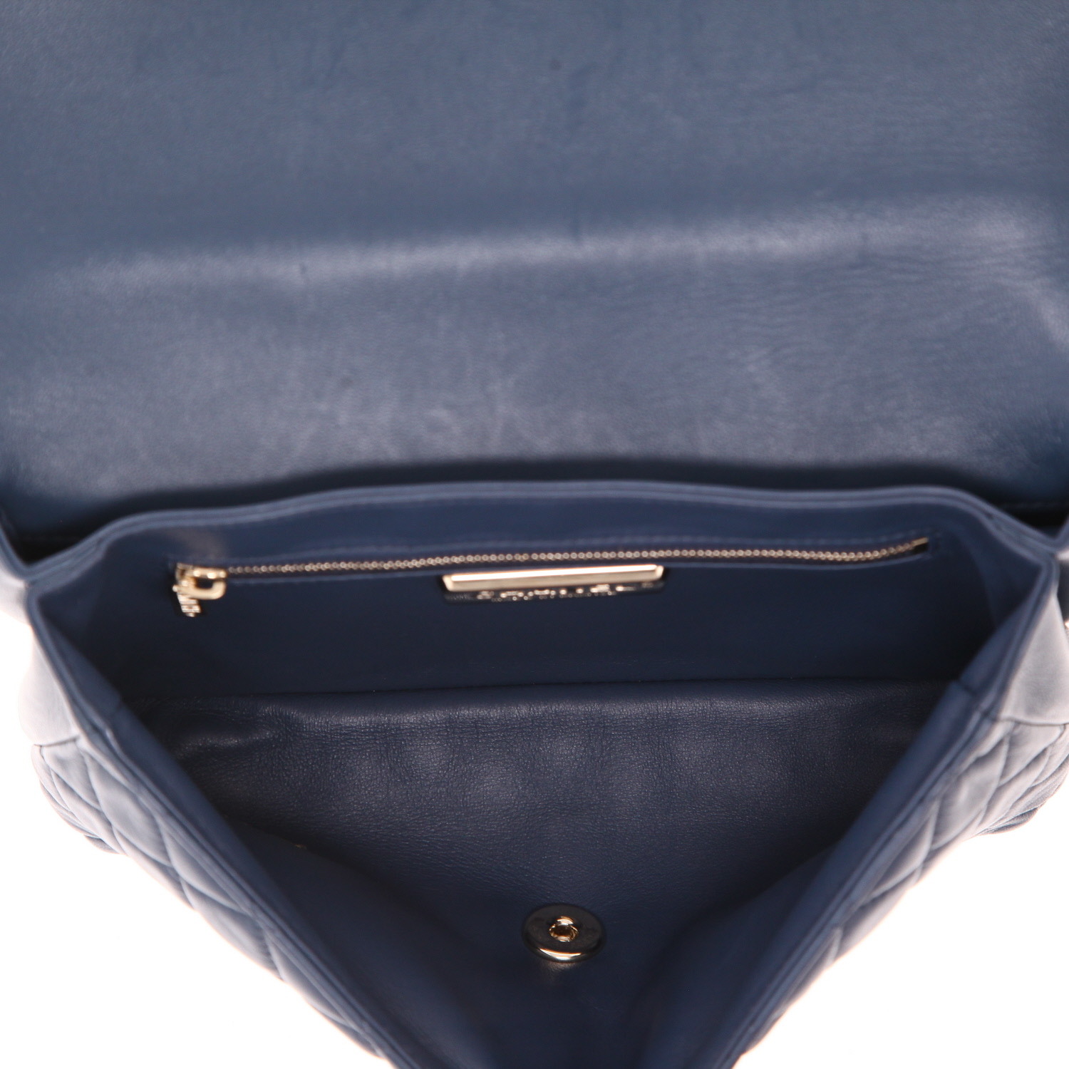Borsa a tracolla Chanel   in pelliccia e pelle blu - Detail D3