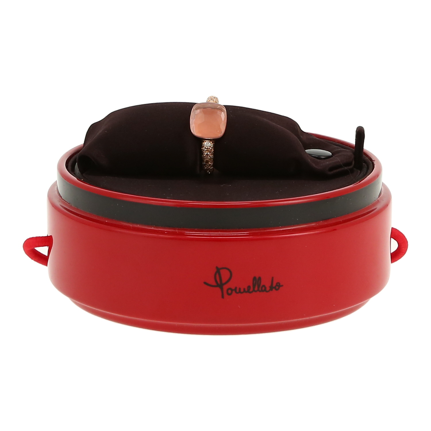 Bague Pomellato Nudo Classic en or rose, quartz rose et diamants bruns - Detail D2