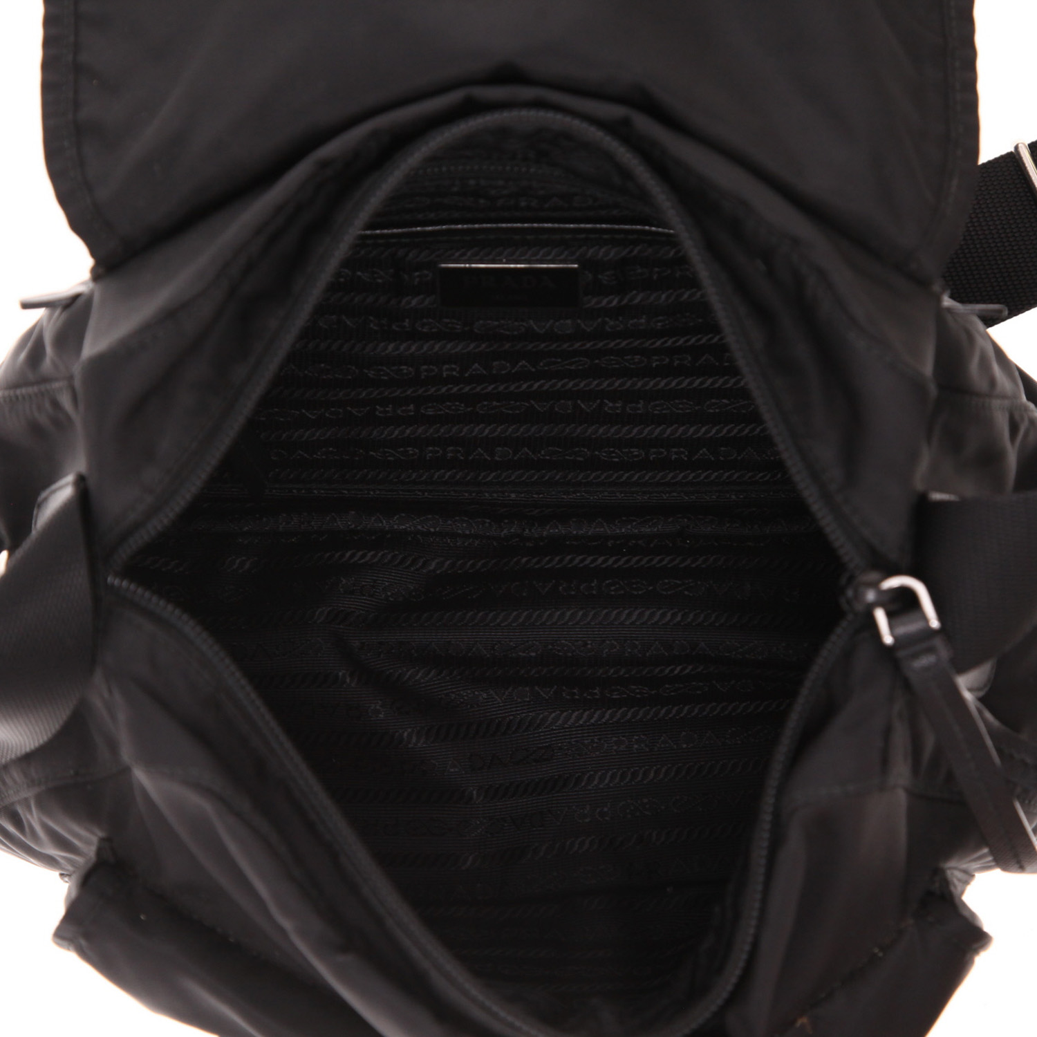 Borsa a tracolla Prada in tela Re-nylon e pelle nera - Detail D3