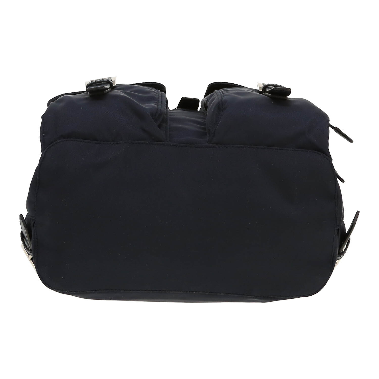 Sac à dos Prada  Re-nylon moyen modèle  en toile et cuir bleu - Detail D1