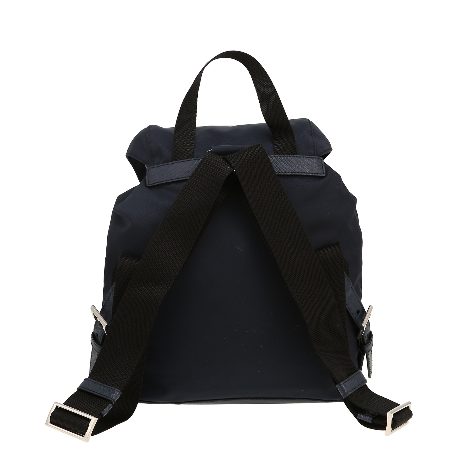 Sac à dos Prada  Re-nylon moyen modèle  en toile et cuir bleu - Detail D4