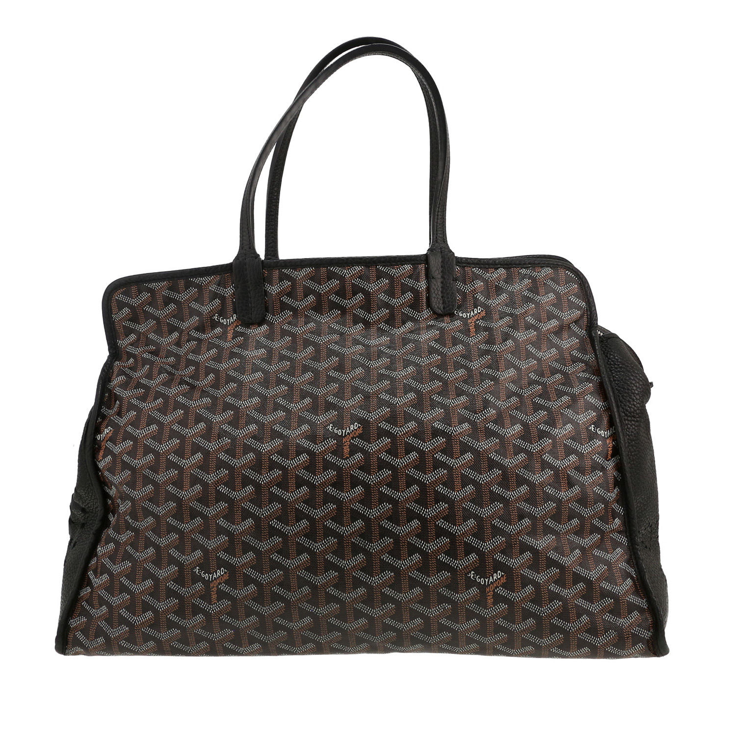 Bolso Goyard Hardy de lona monograma recubierta en negro y piel negra - Detail D4