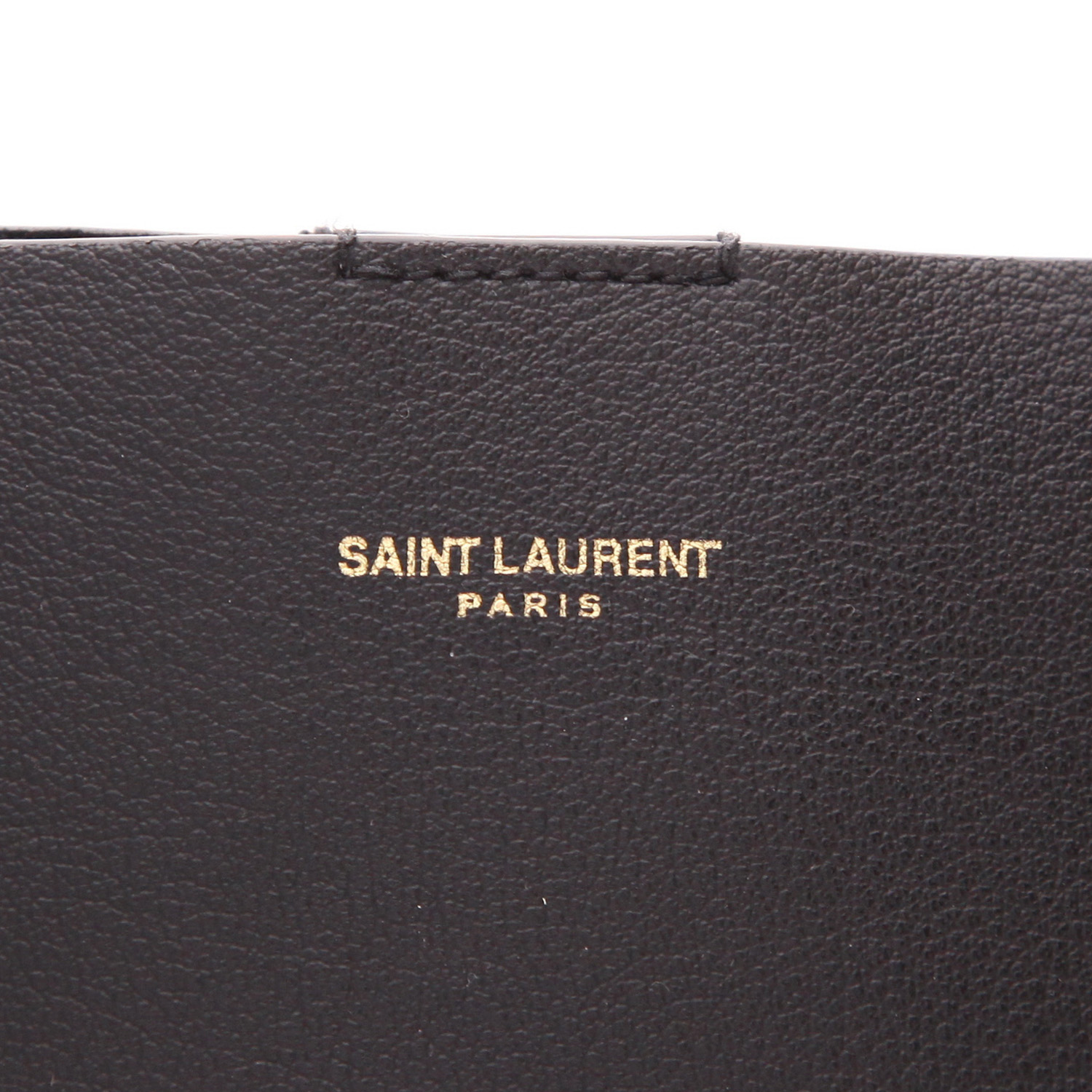 Saint Laurent Cabas YSL shopping bag in black leather - Detail D2