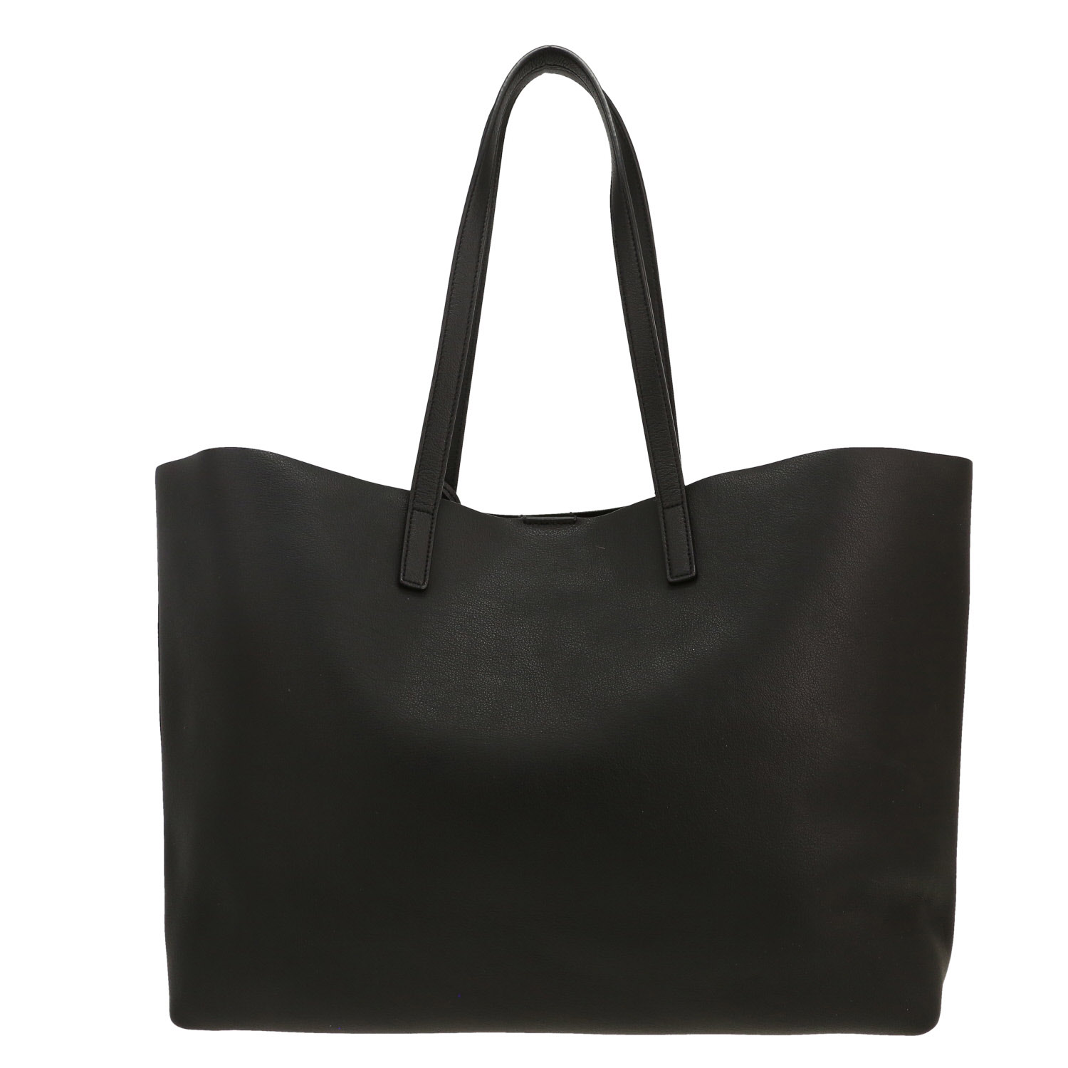 Saint Laurent Cabas YSL shopping bag in black leather - Detail D4