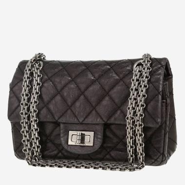 Chanel  Mini 2.55 shoulder bag  in black quilted leather