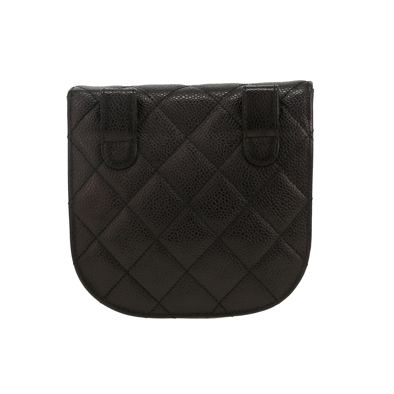 Chanel  Vintage clutch-belt  in black quilted grained leather - Detail D4