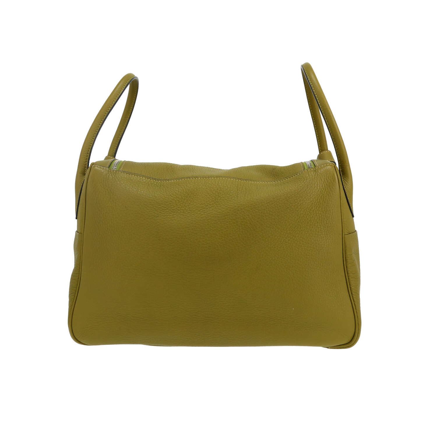 Hermès Lindy 34 cm shoulder bag in green Chartreuse togo leather - Detail D5