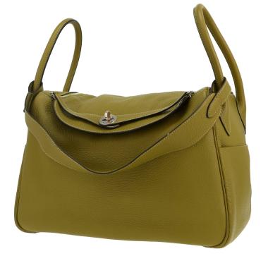 Bolso para llevar al hombro Hermès  Lindy 34 cm en cuero togo verde Chartreuse