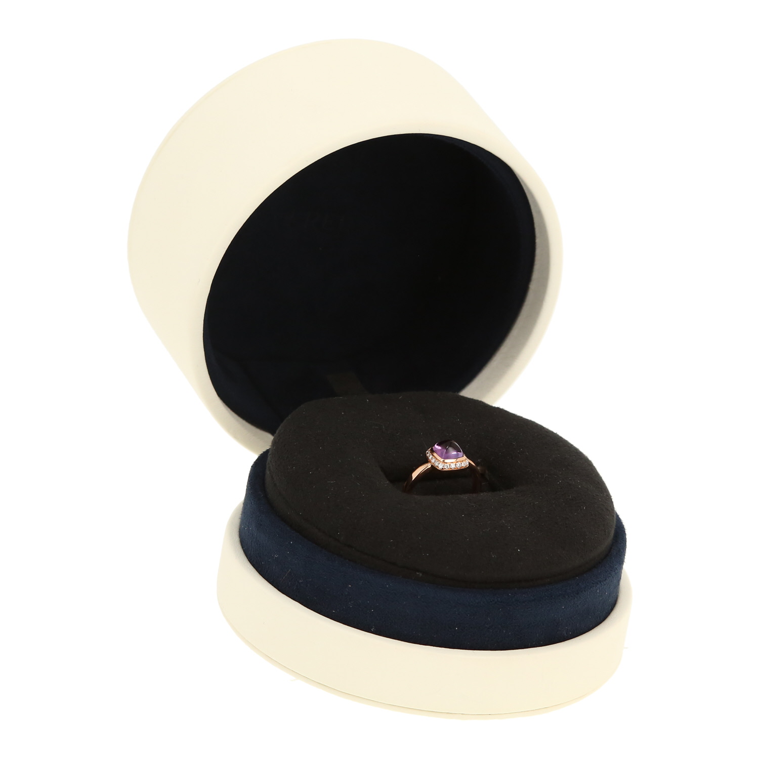 Fred Pain de Sucre small model ring in pink gold,  diamonds and amethyst - Detail D2