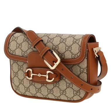Bolso bandolera Gucci  1955 Horsebit modelo pequeño  en lona Monogram beige y cuero marrón
