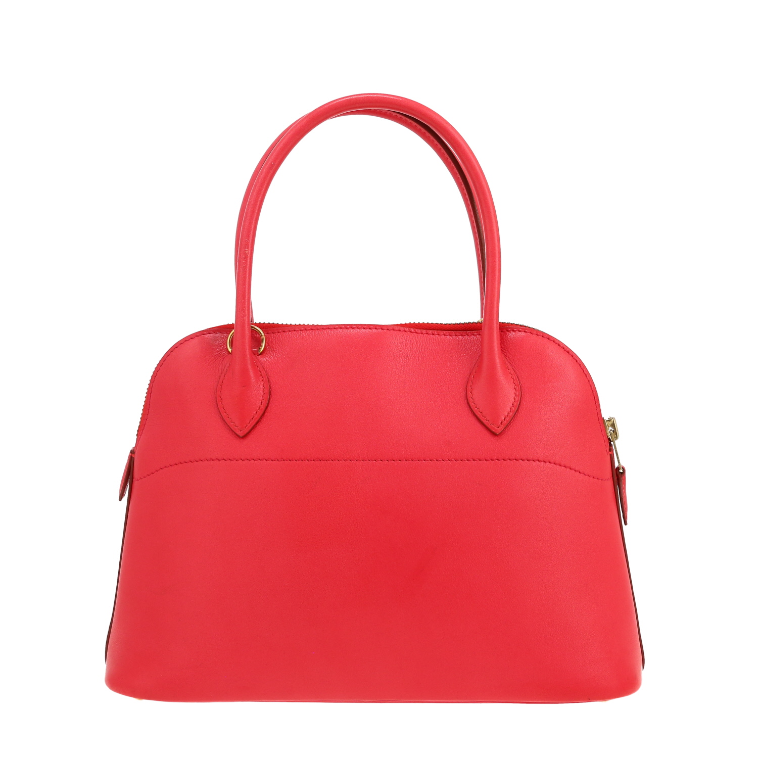 Hermès  Bolide 25 cm handbag  in red Vif Gulliver leather - Detail D4