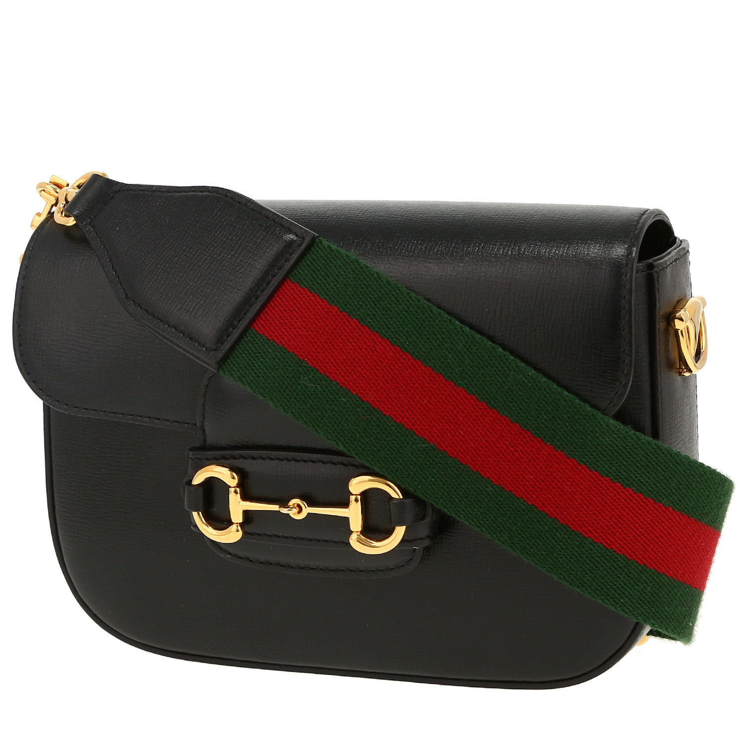 Sac bandoulière Gucci  1955 Horsebit petit modèle  en cuir noir - Detail D4