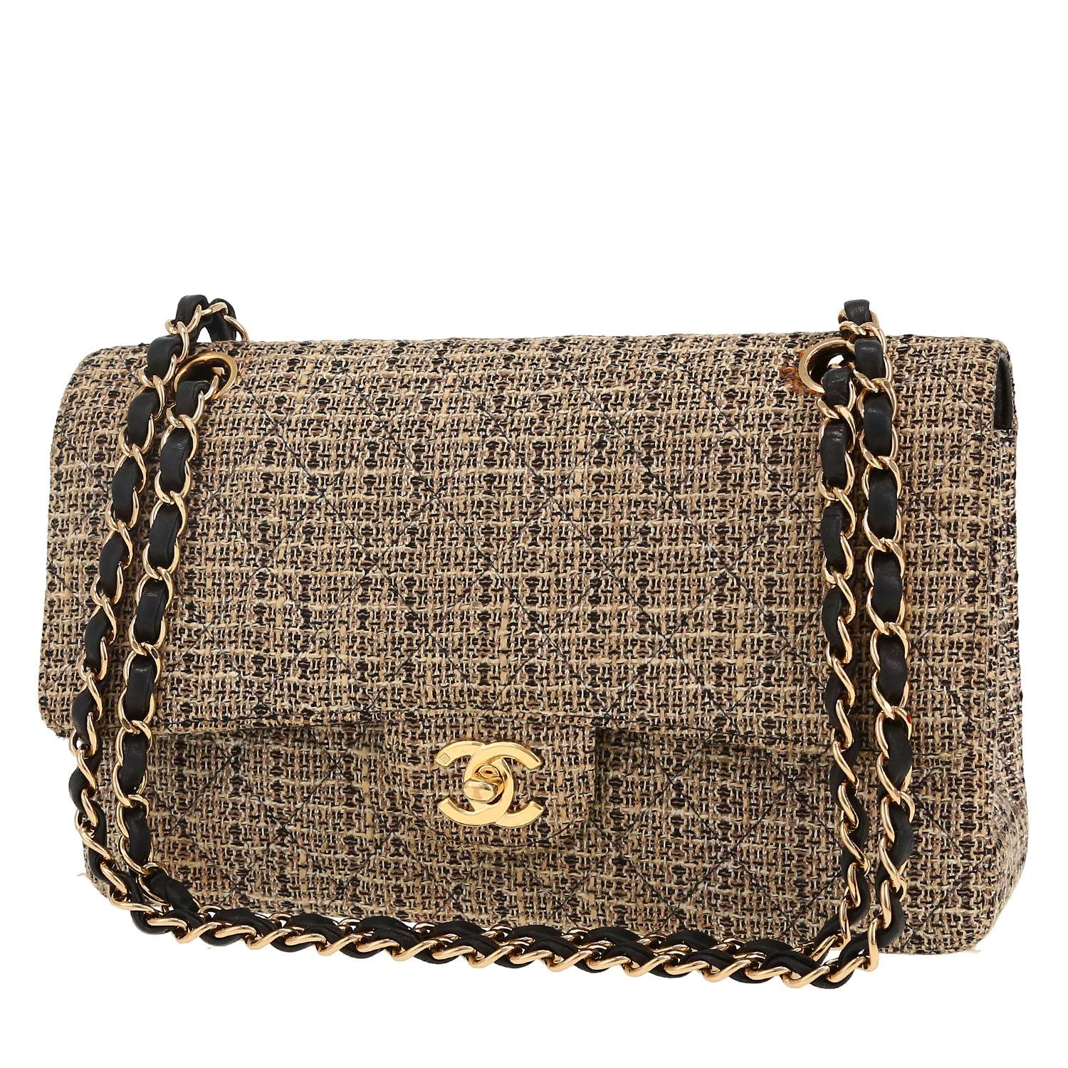 Chanel Timeless Classic handbag in beige tweed