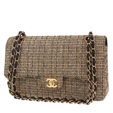 Borsa Chanel  Timeless Classic in tweed beige