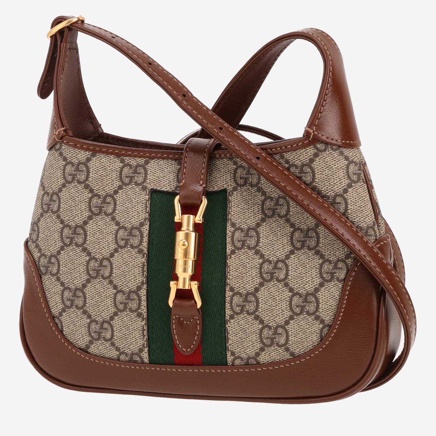 Gucci Jackie Mini shoulder bag in beige monogram canvas and brown leather