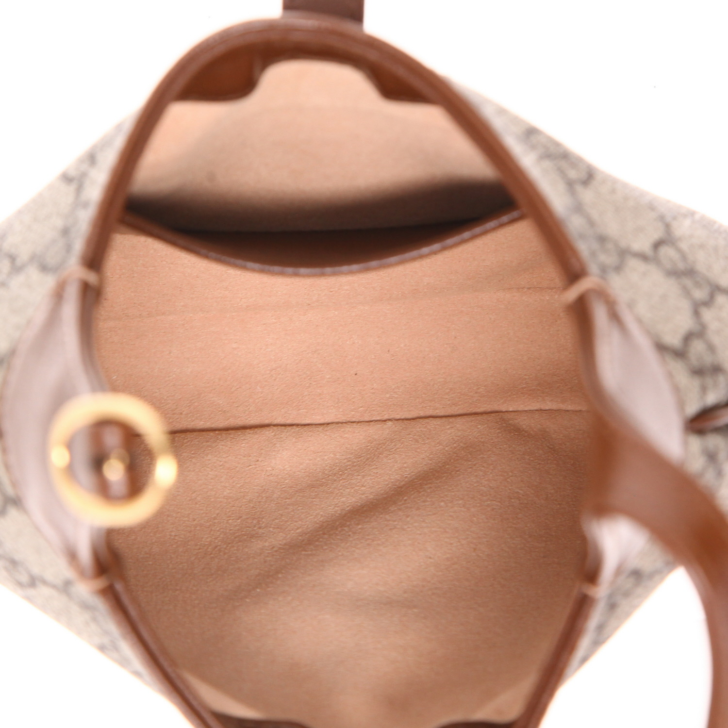 Gucci Jackie Mini shoulder bag in beige monogram canvas and brown leather - Detail D3
