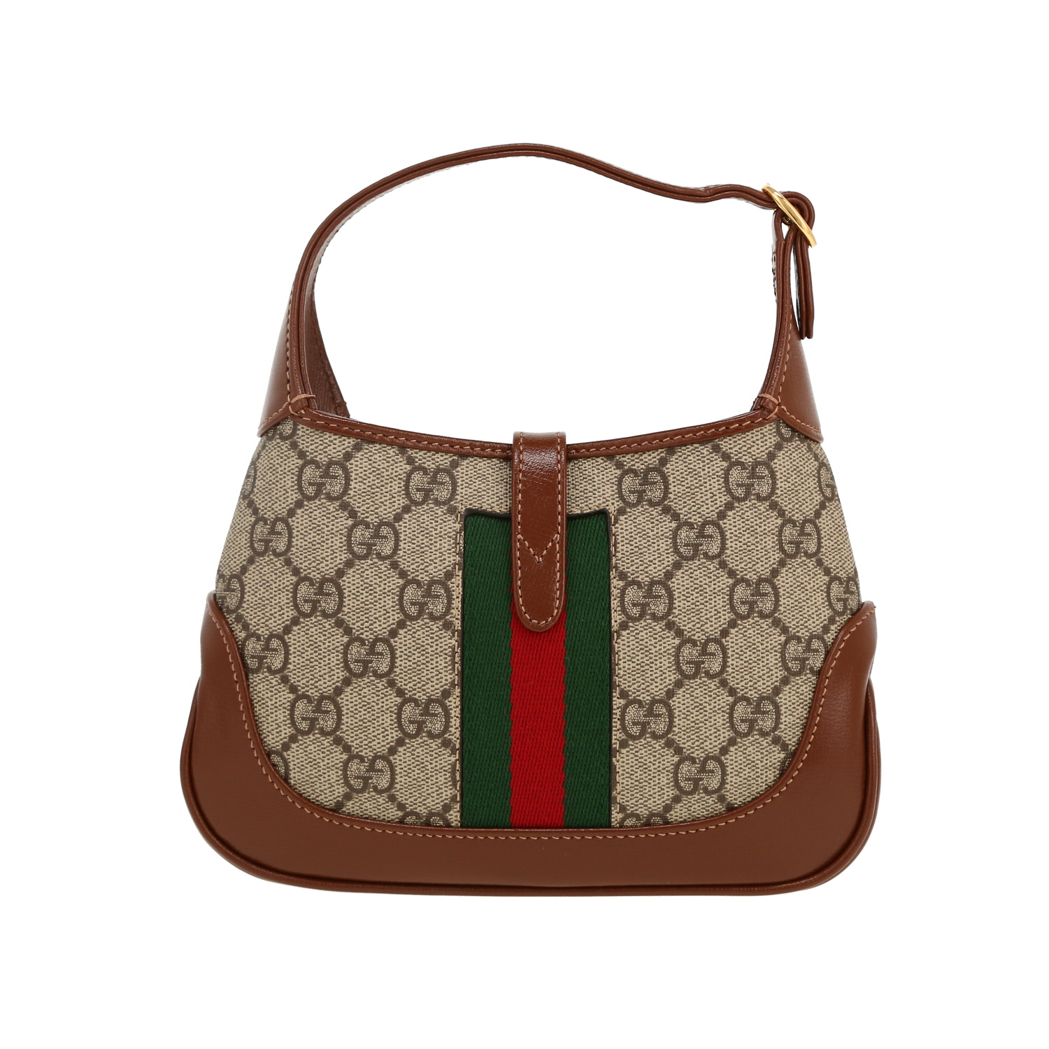 Borsa a tracolla Gucci  Jackie mini  in tela monogramma beige e pelle marrone - Detail D4